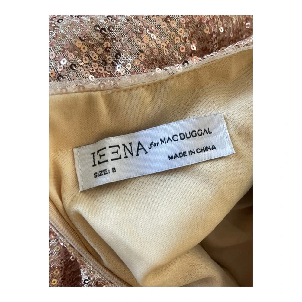 Mac Duggal Gold Sequined Puff Shoulder Illusion Cut Out Jumpsuit NWT Size 8 - Picture 9 of 9